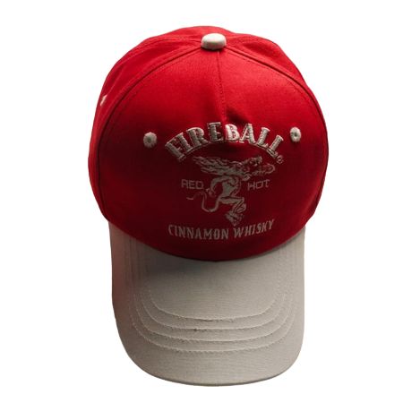 Red and cream cap