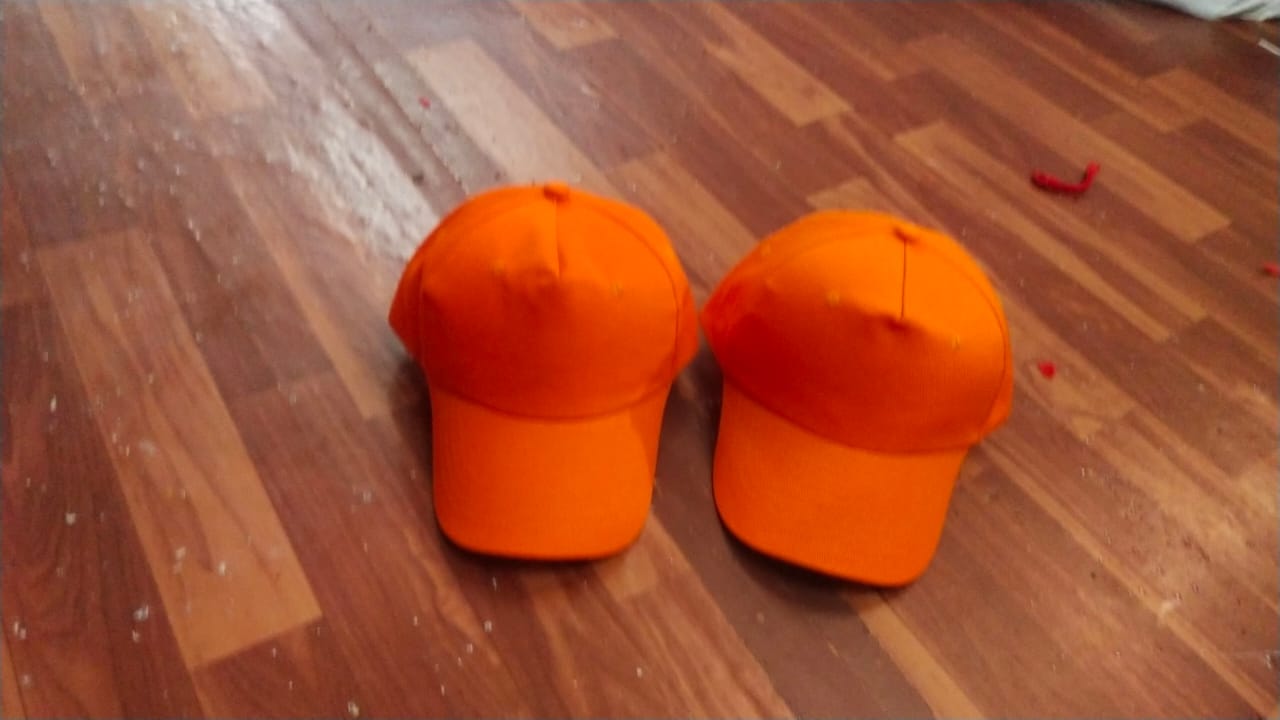 Pair of two orange caps